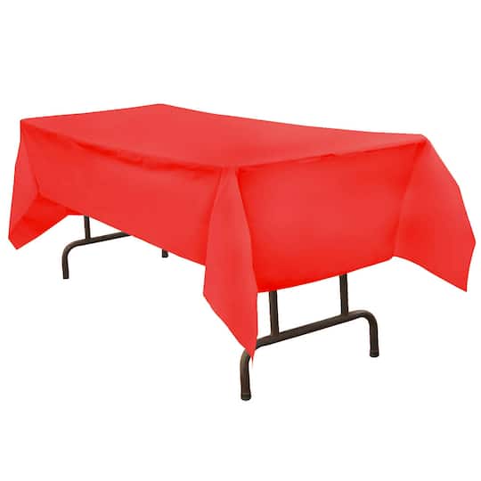 JAM Paper Red Rectangular Plastic Table Cover, 54" x 108"